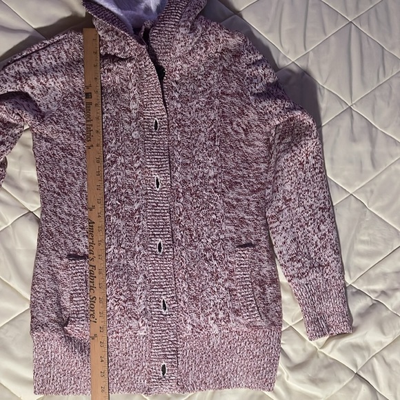 New Sherpa lined full zip button hooded women’s sweater jacket - Picture 5 of 6